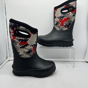 Bogs Boots Kids Youth 12 Neo Classic Camouflage Winter Snow Red Gray